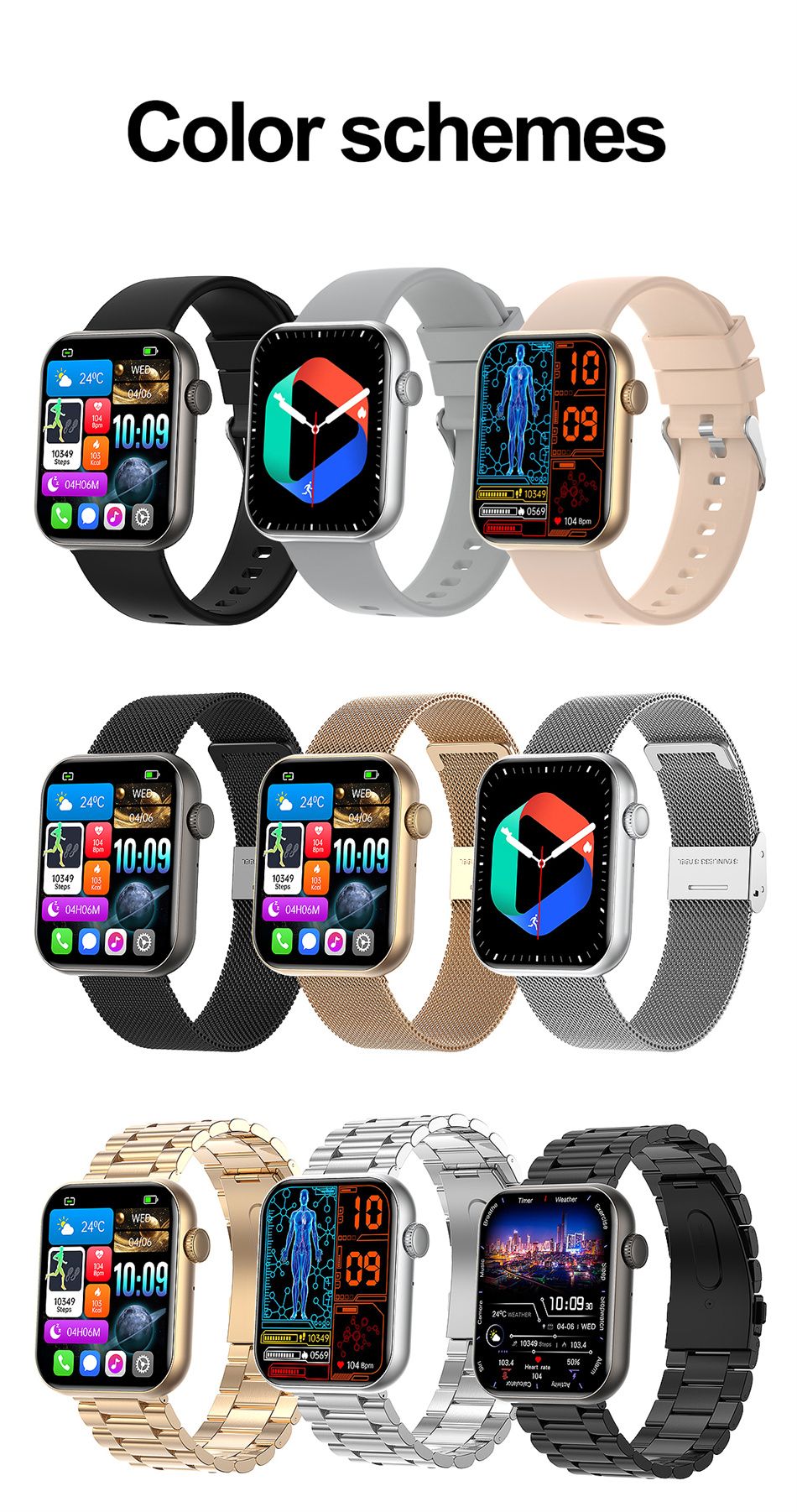 Smartwatch Feminino Bluetooth com chamadas, tela touch, Monitor Cardiaco e aprova d`Água