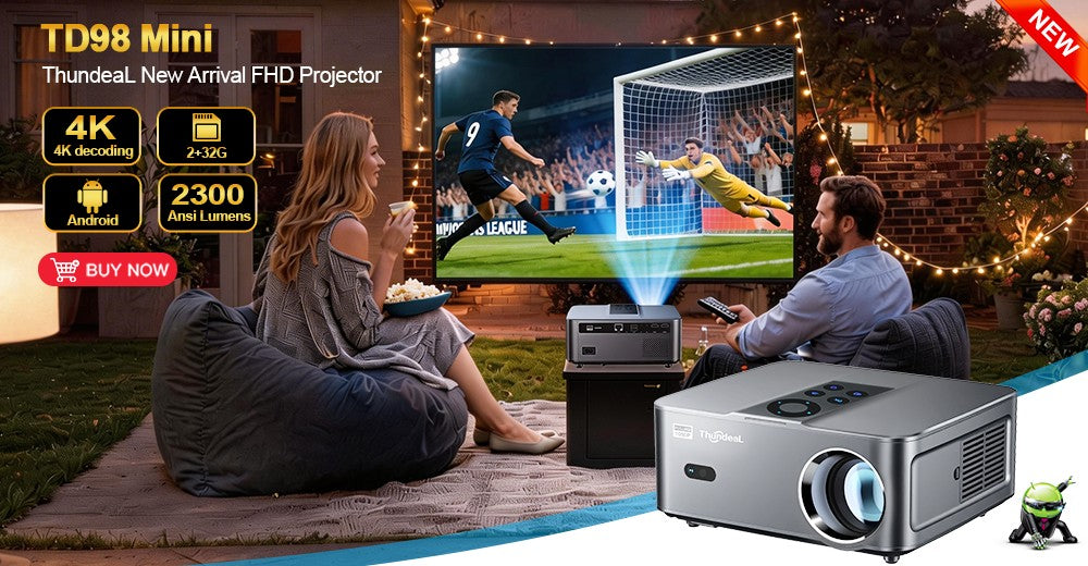 Projetor Full HD ThundeaL TD80 Pro 1080P Wi-Fi Suporte 4K