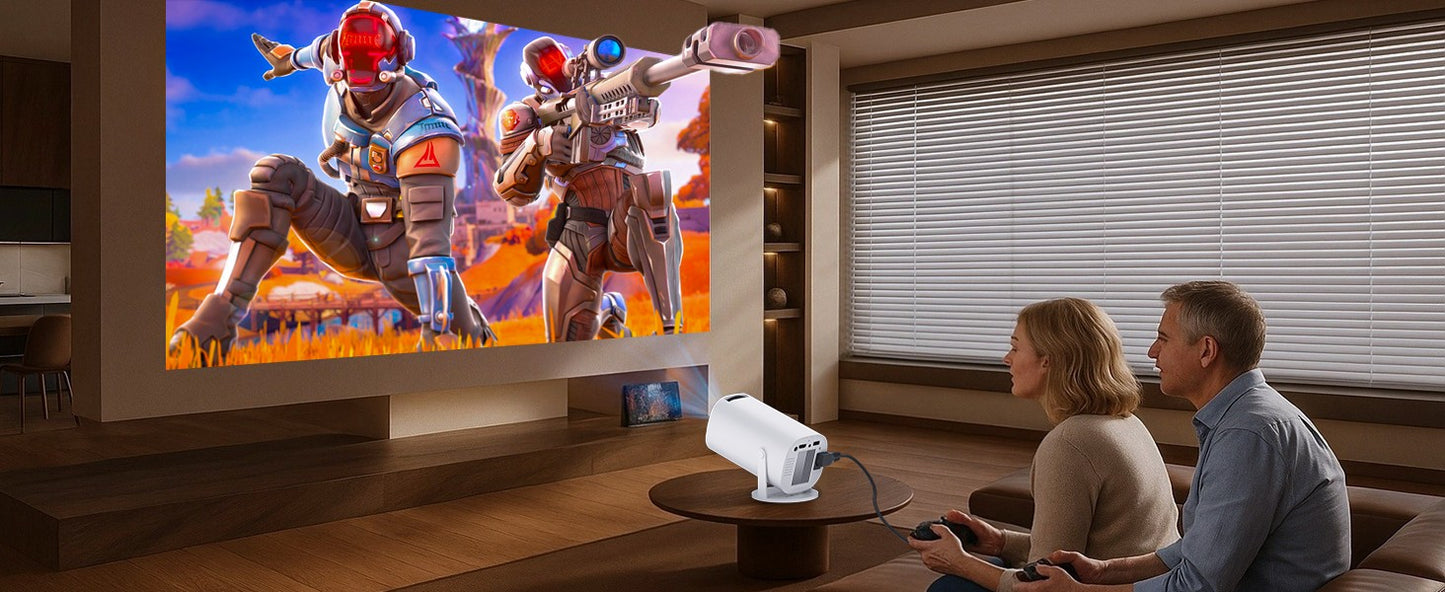 Mini Projetor com WiFi e Bluetooth, Suporte 4K, Sistema Android, Portátil para H