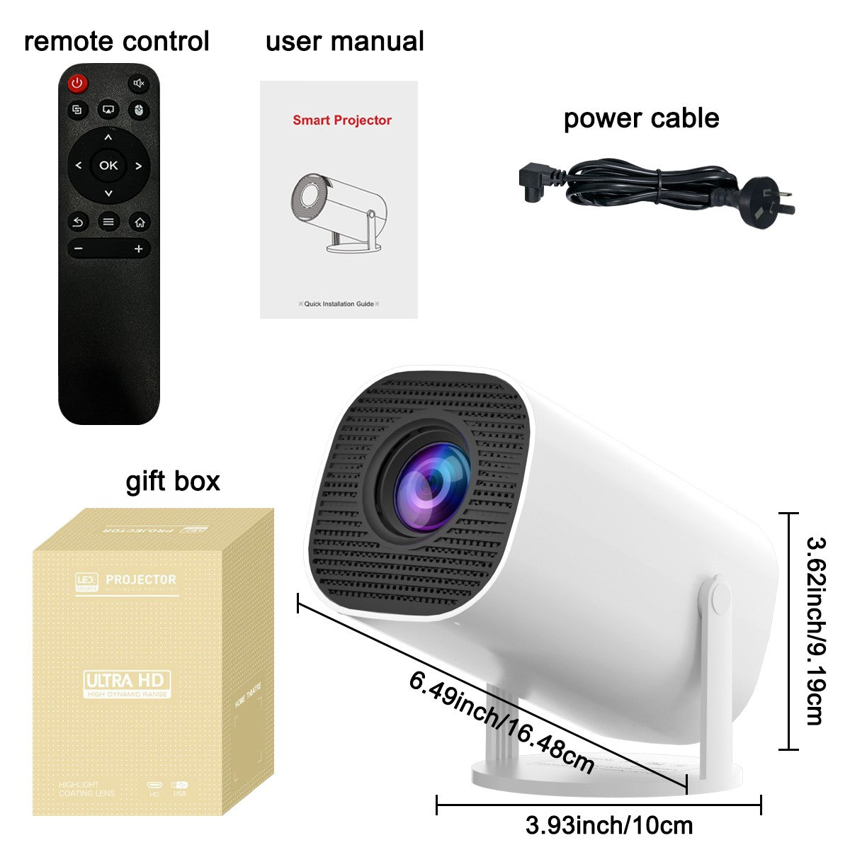 Mini Projetor com WiFi e Bluetooth, Suporte 4K, Sistema Android, Portátil para H