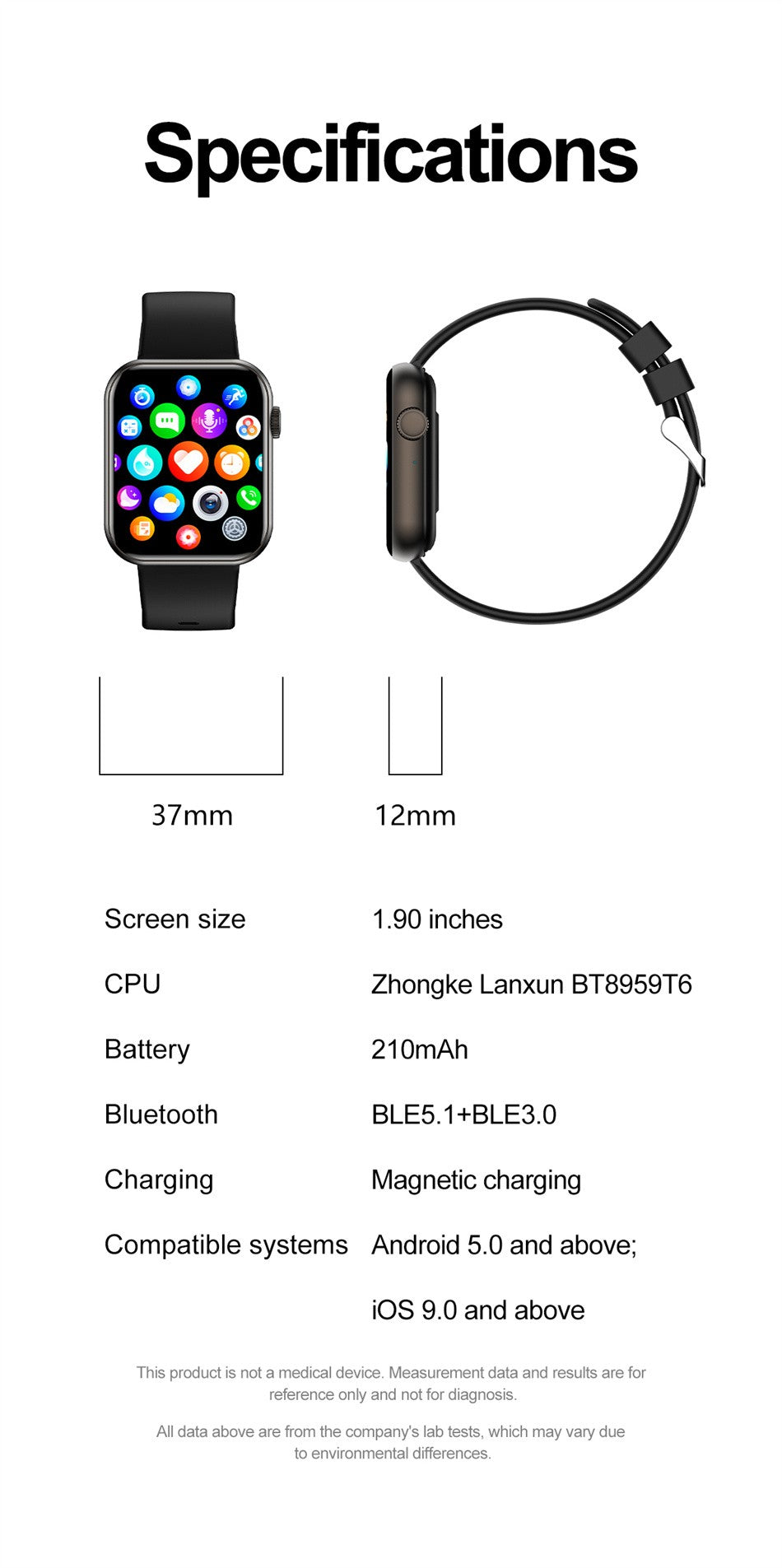 Smartwatch Feminino Bluetooth com chamadas, tela touch, Monitor Cardiaco e aprova d`Água