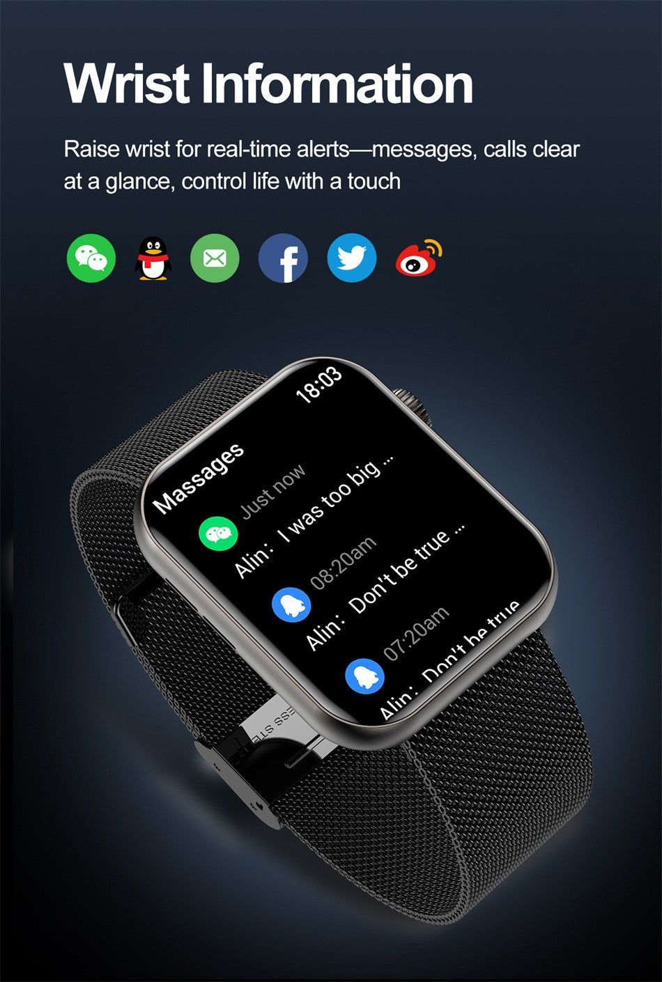 Smartwatch Feminino Bluetooth com chamadas, tela touch, Monitor Cardiaco e aprova d`Água